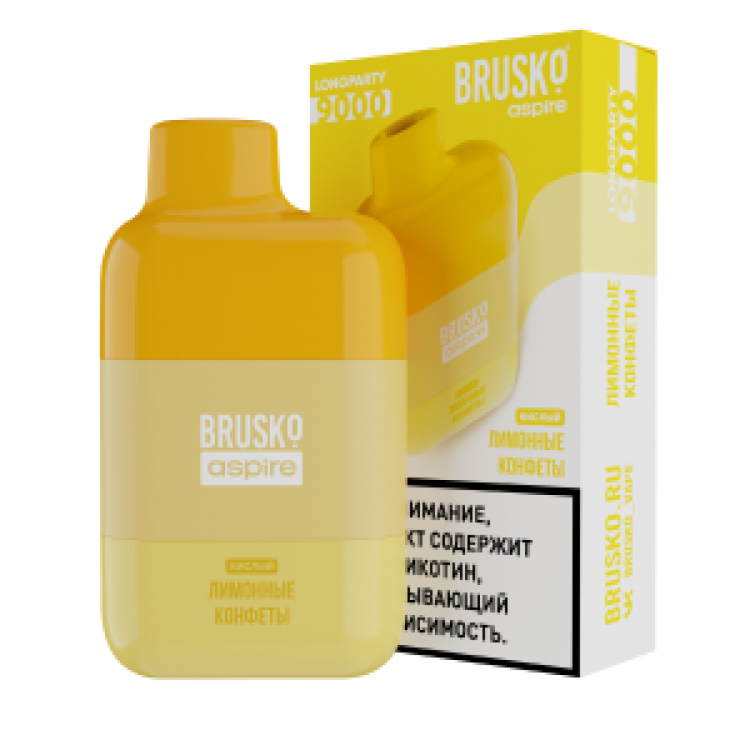 (М) Одноразовая электронная сигарета Brusko Longparty 9000 - Лимонные конфеты